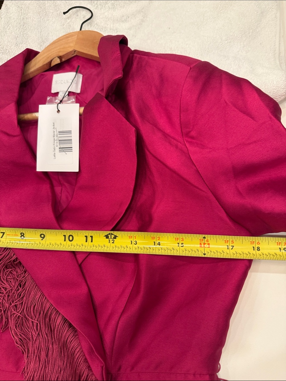 Sugarlips Fuchsia Fringe Satin Blazer - Picture 7 of 14